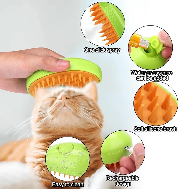 VelvetTouch - Steam Brush for Dogs and Cats 3 in 1