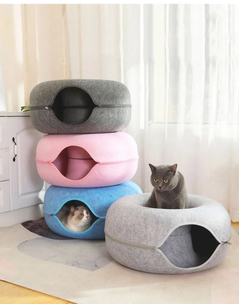 DuoCat Bliss - Donut Toys for 2 Cats, Interactive Tunnel